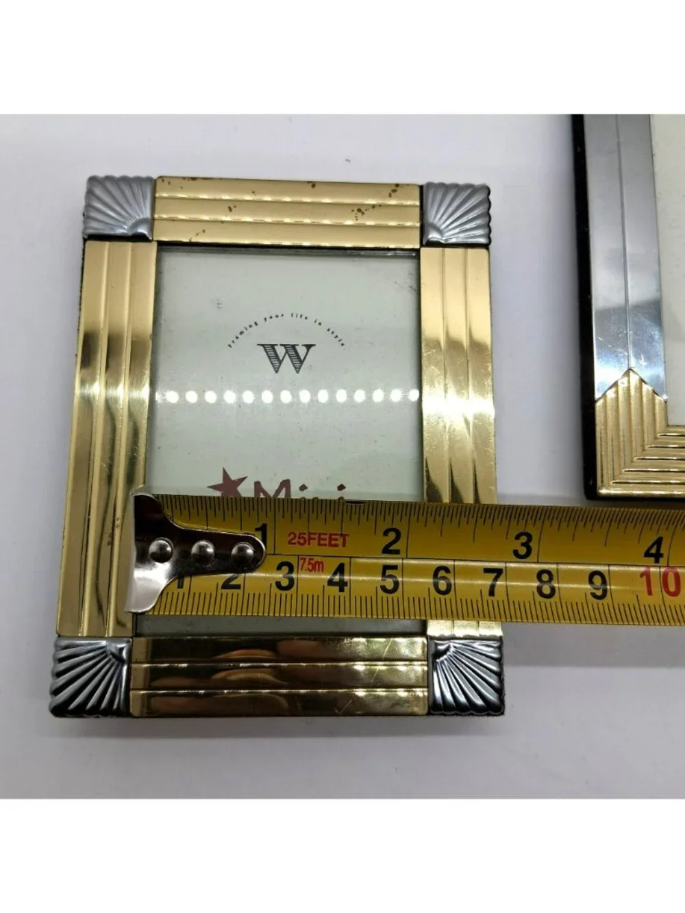 Set Of 4 Vintage Brass & Silver Metal Picture Frames Art Deco Mid Century